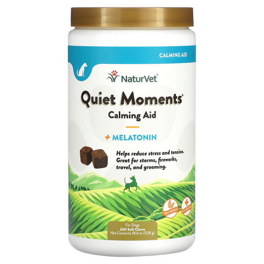 [Soothes & Calms Dogs] EXPIRY 2026 NaturVet Quiet Moments Calming Aid Plus Melatonin 240 Soft Chews / 240 Day Supply