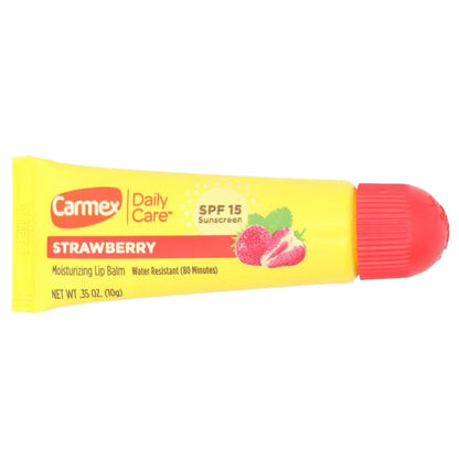 [Great For Travel] Carmex Daily Care Moisturizing Lip Balm Strawberry SPF 15 10g Cream Soothes Heals