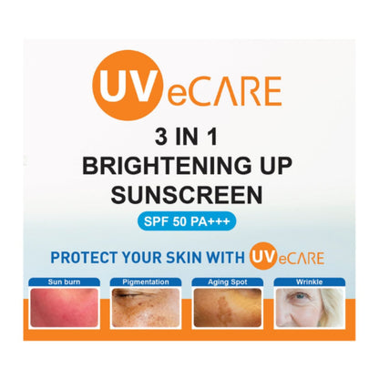 [Sun Protection and Brightening] EXPIRY 2026 UVeCARE 3-In-1 Brightening Sunscreen SPF 50 PA+++ 50ml Alcohol-Free, Paraben-Free, Fragrance-Free, Non-Greasy