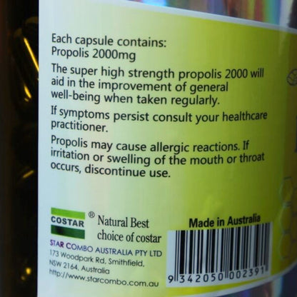 EXPIRY 2026 Costar Black Propolis 2000mg 365 Capsules / 365 Day Supply General Health Supplement Honey Royal Jelly