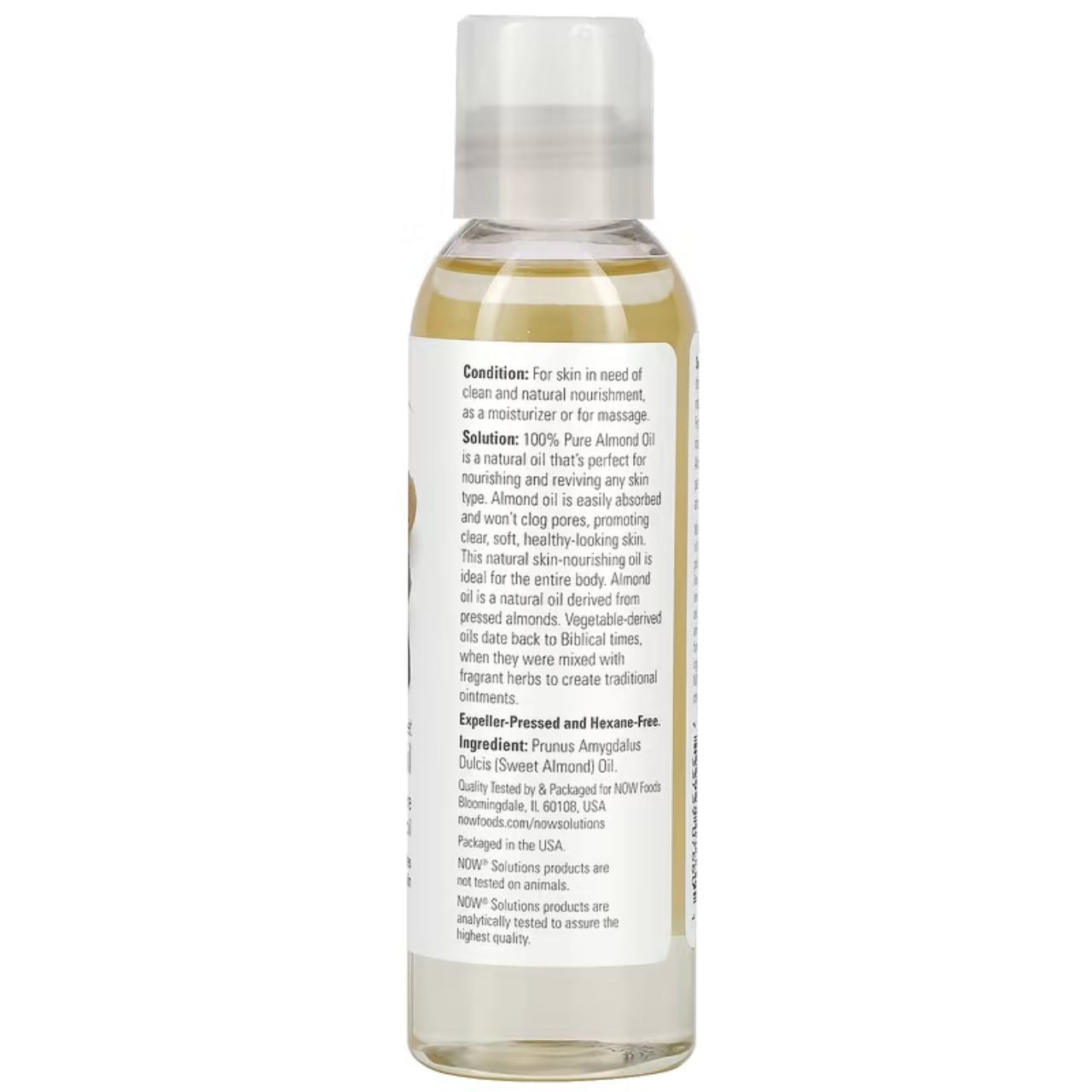 [100% Pure Unscented Moisturizing Oil] EXPIRY 2026 NOW Foods Solutions Sweet Almond Oil 118ml