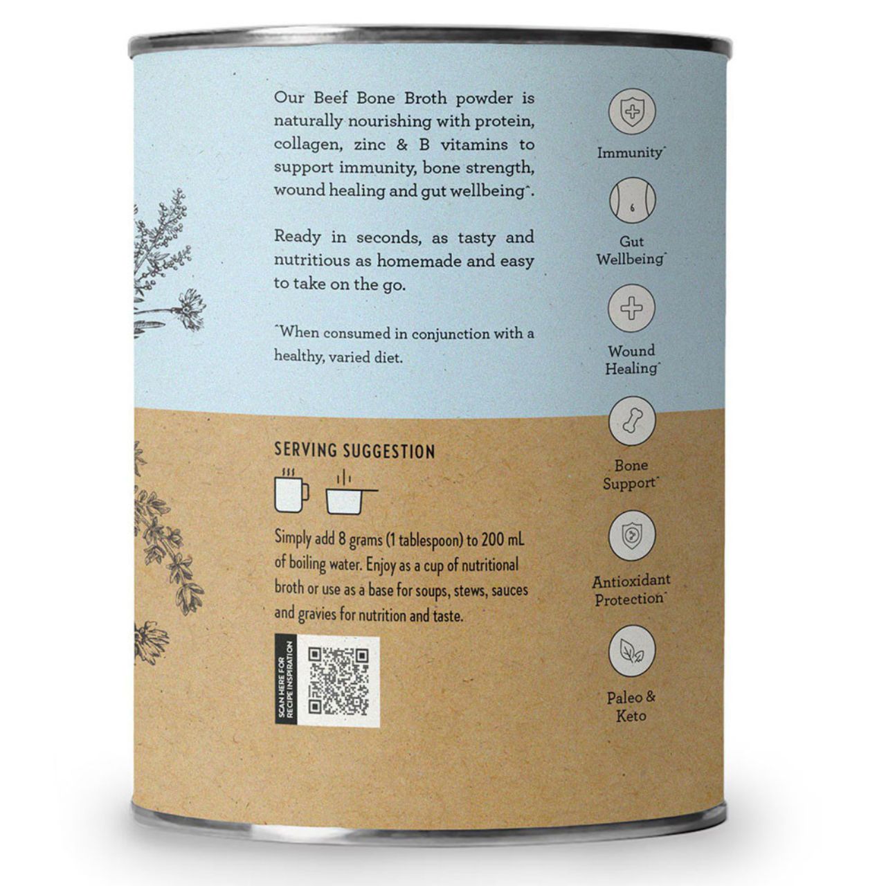 EXPIRY 2025 Nutra Organics Beef Bone Broth 125g (15 Servings) Hearty Original Flavour / Garden Herb Flavour Immune Gut