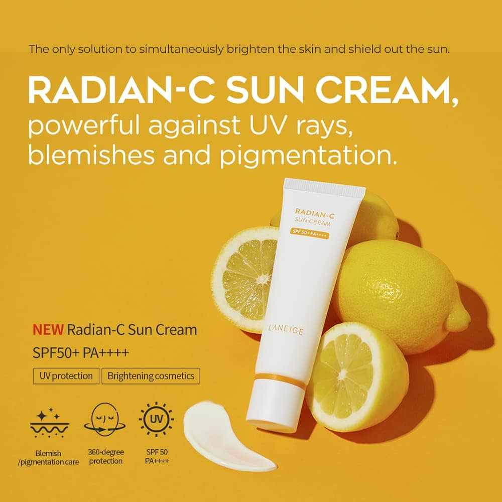 EXPIRY 2027 DENTED BOX SPECIAL PRICE Laneige Radian-C Sun Cream 50ml SPF50 For All Skin Types Sun Block Lotion