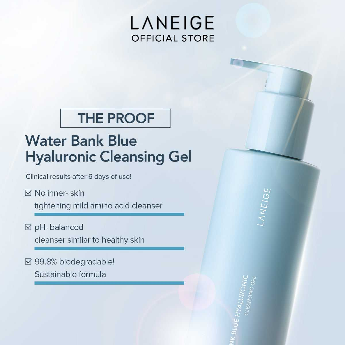 EXPIRY 2026 Laneige Water Bank Blue Hyaluronic Cleansing Gel 200ml / Cleansing Foam 150g Multi Deep Cleanser For all skin types