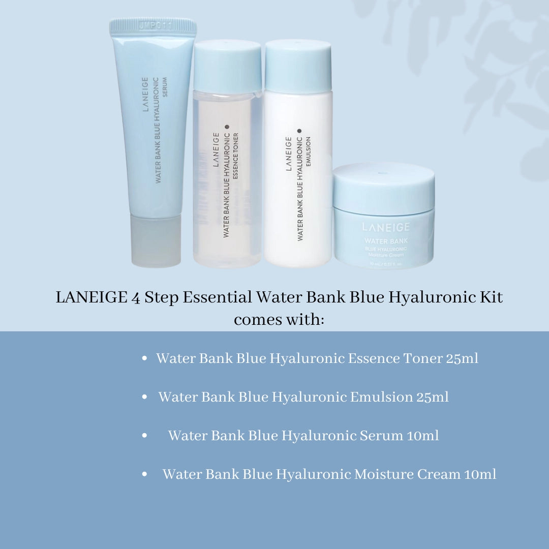 [EXPIRY 2026] Laneige Water Bank Blue Hyaluronic 4 Step Essential Kit (For Normal to Dry Skin Types) - Laneige Sample