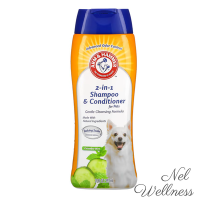 [With Deodorizing Baking Soda] EXPIRY 2026 Arm & Hammer 2-In-1 Shampoo & Conditioner For Dogs Cucumber Mint 591ml