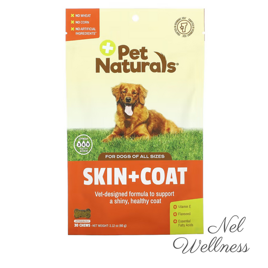 EXPIRY 2025 Pet Naturals Skin + Coat, For Dogs All Sizes 30 Chews 60g / 30 Day Supply