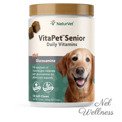 EXPIRY 2026 NaturVet VitaPet Senior Daily Vitamins + Glucosamine For Dogs 120 Soft Chews 360g