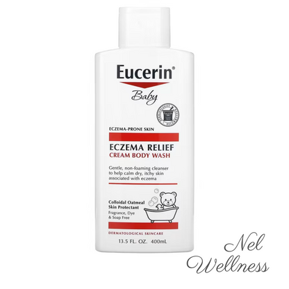 EXPIRY 2025 Eucerin Baby Eczema Relief Cream Body Wash 400ml Sensitive Skin Colloidal Oatmeal Protectant