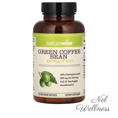 [Sugar and Fat Metabolism Aid] EXPIRY 2026 NatureWise Green Coffee Bean Extract 800 800mg 60 Vegetarian Capsules 30 Day