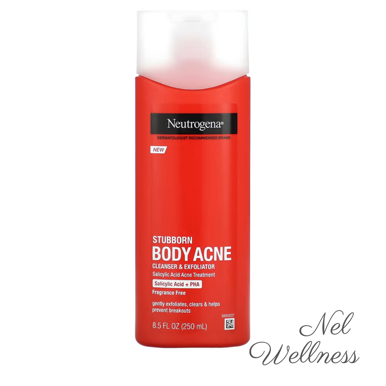 EXPIRY 2025 Neutrogena Stubborn Body Acne Cleanser & Exfoliator Fragrance Free 250ml Salicylic Acid + PHA Body Wash