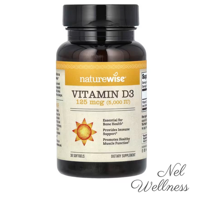 [Bone, Immunity & Muscle Health Support] EXPIRY 2026 NatureWise Vitamin D3 125 mcg (5000 IU) 30 Softgels /30 Day Supply