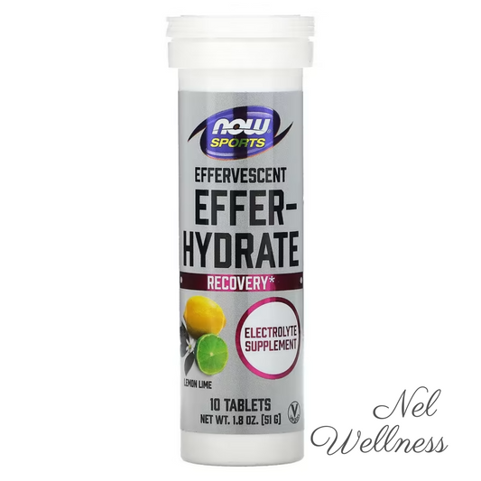 [CRAMP PREVENTION] EXPIRY 2025 NOW Foods Sports Effer-Hydrate Lemon Lime Flavour 10 Tablets 51g Effervescent Electrolyte