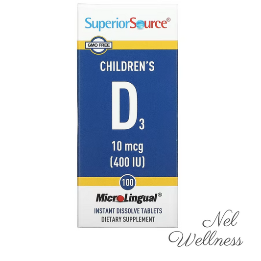 EXPIRY 2025 Superior Source Children's D3 10 mcg (400 IU) 100 MicroLingual Instant Dissolve Tablets / 100 Day Supply