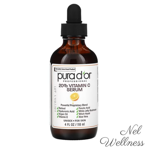 EXPIRY 2027 Pura D'or 20% Vitamin C Serum 118ml With Retinol, Hyaluronic Acid, Argan Oil, Vitamin E, Ferulic Acid