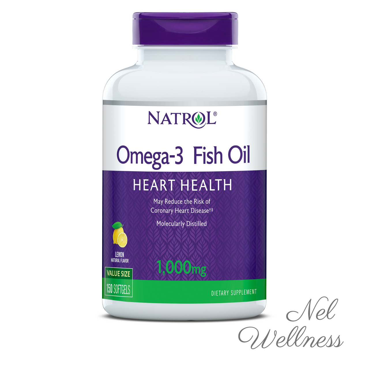 Natrol Omega-3 Fish Oil Heart Health 1000mg Lemon 150 Softgels 75 Day Supply Brain Joint Supplement