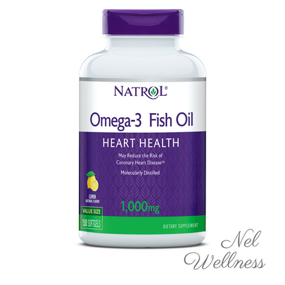 Natrol Omega-3 Fish Oil Heart Health 1000mg Lemon 150 Softgels 75 Day Supply Brain Joint Supplement