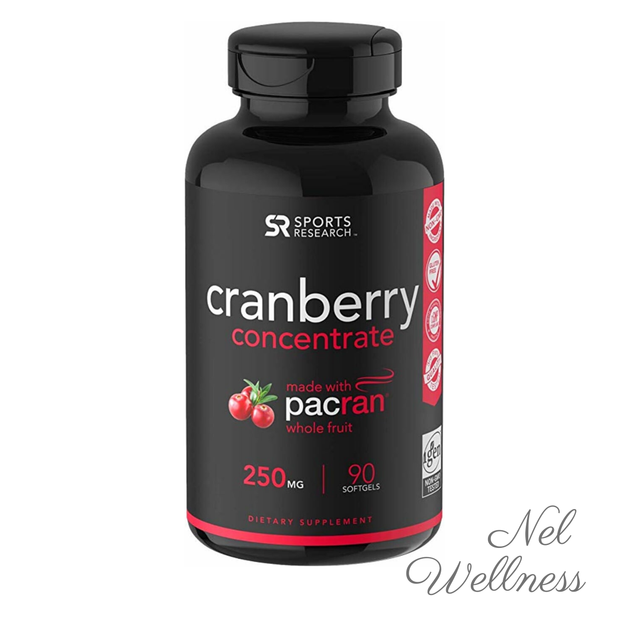 [Urinary Tract and Prostate Health Support] Sports Research Cranberry Concentrate 250 mg 90 Softgels / 90 Day Supply