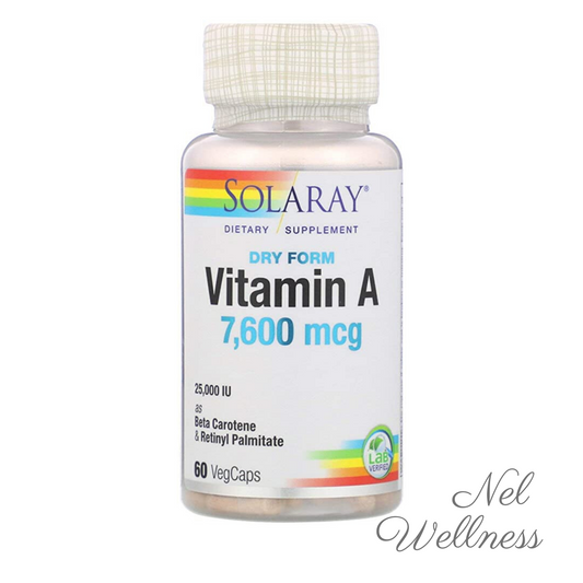 [Eye Health] Solaray Vitamin A 7600mcg 60 Veg Caps 60 Days Supply