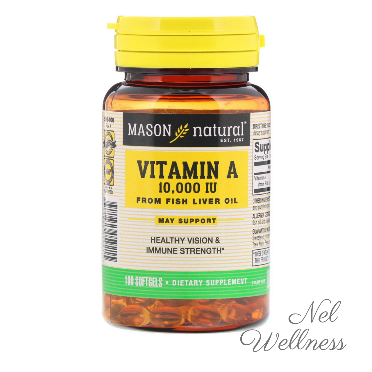 [Derived from Fish Oil] Mason Natural Vitamin A 3000MCG / 10000IU 100 Softgels / 100 Day Supply