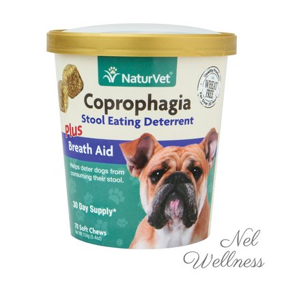 EXPIRY 2026 NaturVet Coprophagia Stool Eating Deterrent Plus Breath Aid 70 / 130 Soft Chews 154g Dog Poop Fresh Breath