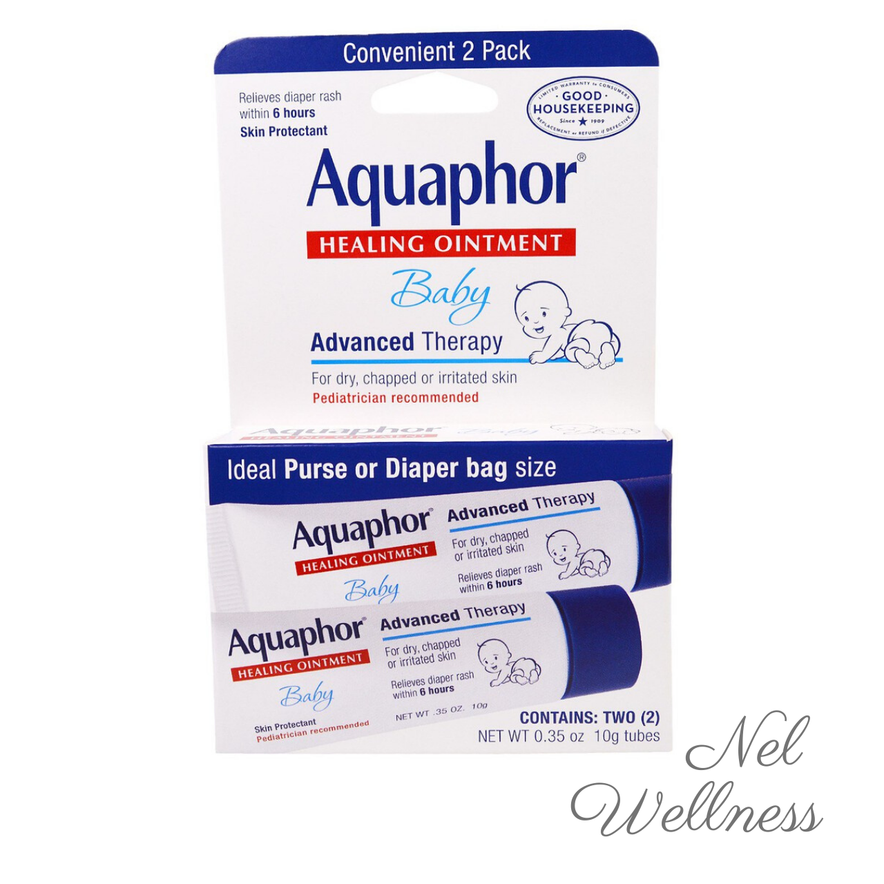 [Ideal for Diaper Bag] Aquaphor Baby Healing Ointment 2 Tubes, 0.35oz /10g x 2 Skincare