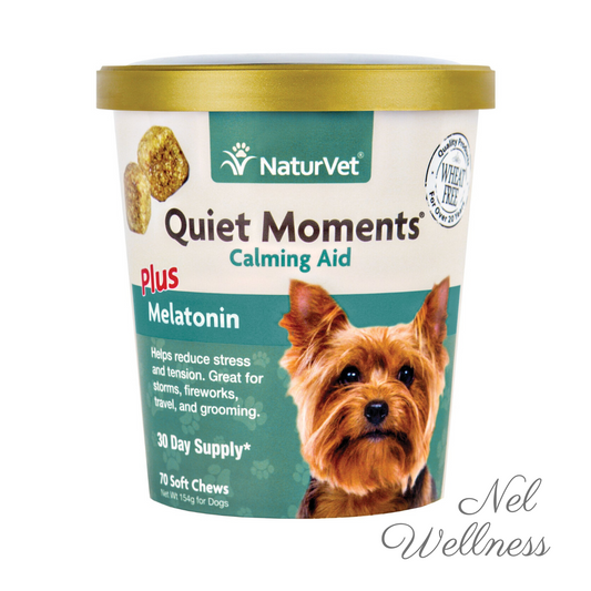 *Soothes & Calms Dogs* NaturVet Quiet Moments Calming Aid Plus Melatonin, 70 Soft Chews